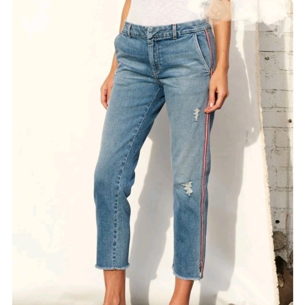 Sundry Love Stripe Distressed Jeans